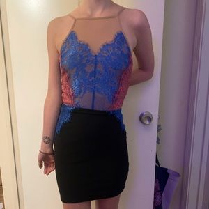Lace panel formal dress